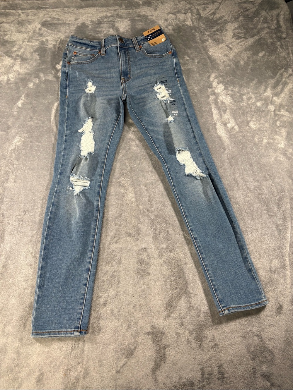 Distressed Light Blue Skinny Jeans - Women's Stretch Denim